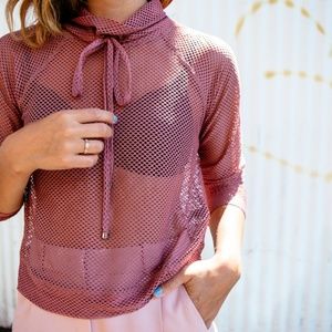 Koral Blush Sheer Mesh Long Sleeve Top